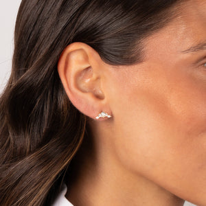 CZ Elongated Cluster Stud Earring - Adina Eden's Jewels