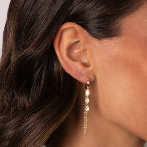 Floating CZ Drop Chain Huggie Earring - Adina Eden's Jewels