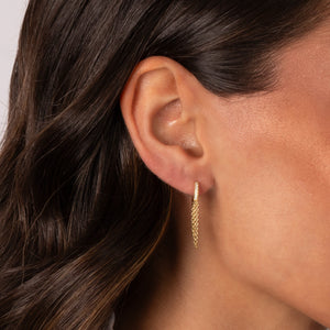 Pave Double Chain Drop Huggie Earring - Adina Eden's Jewels