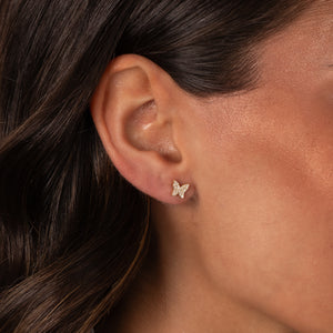 Small Diamond Pave Butterfly Stud Earring 14K - Adina Eden's Jewels