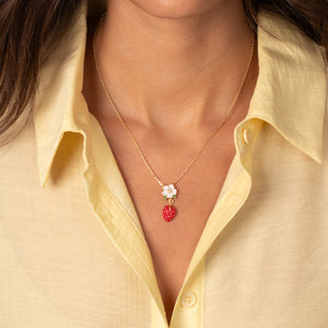 Colored Flower & Strawberry Charm Necklace - Adina Eden's Jewels