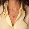 Red & Green Enamel Cherry Charm Necklace - Adina Eden's Jewels