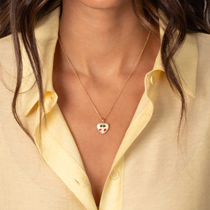 Red & Green Enamel Cherry Cutout Heart Necklace - Adina Eden's Jewels