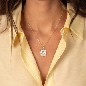 Mini Flower Pearl Tag Charm Necklace - Adina Eden's Jewels