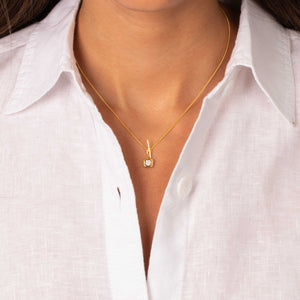 Square Solitaire Stone Toggle Charm Necklace - Adina Eden's Jewels