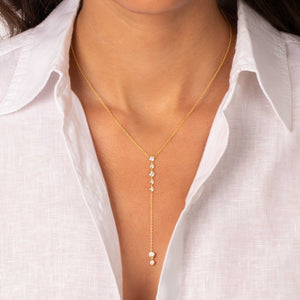 Multi Bezel Stone Drop Lariat Necklace - Adina Eden's Jewels
