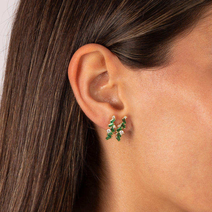 Emerald Green CZ Baguette Earring & Necklace Combo Set – Adina Eden