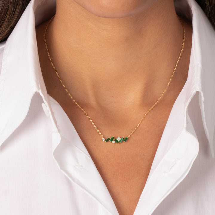 Emerald Green CZ Baguette Earring & Necklace Combo Set – Adina Eden