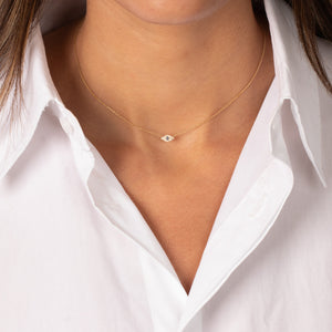 Diamond Pave & Sapphire Blue Evil Eye Choker 14K - Adina Eden's Jewels