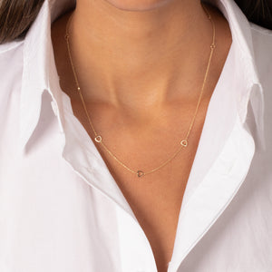 Solid Cutout Heart Station Necklace 14K - Adina Eden's Jewels