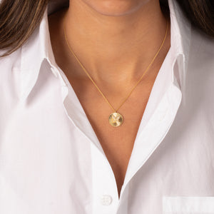 Diamond Pave Butterfly Ridged Disc Necklace 14K - Adina Eden's Jewels