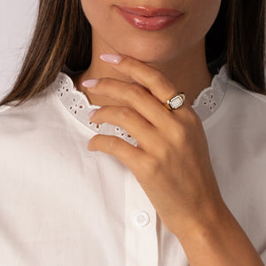 Lab Grown Diamond Emerald Bezel Signet Ring 14K - Adina Eden's Jewels