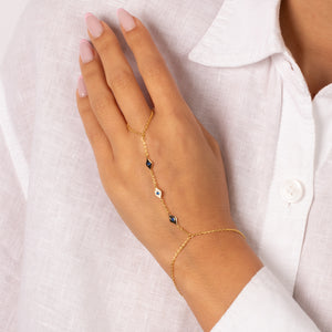 Colored Multi Evil Eye Hand Chain Bracelet - Adina Eden's Jewels