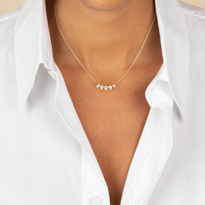  Lab Grown Diamond Pear Bezel Curved Bar Necklace 14K - Adina Eden's Jewels