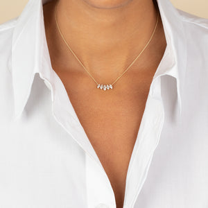 Lab Grown Diamond Marquise Cut Curved Bar Necklace 14K - Adina Eden's Jewels