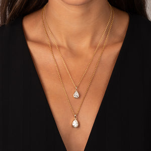 Lab Grown Diamond Pear Bezel Pendant 14K - Adina Eden's Jewels