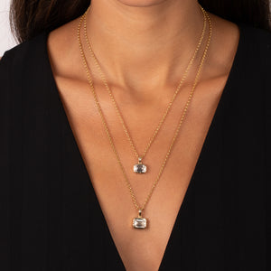 Lab Grown Diamond Bezel Emerald Pendant 14K - Adina Eden's Jewels