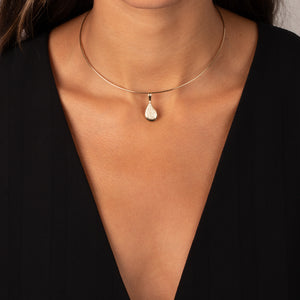 Diamond Pave Curved Pear Omega Chain Necklace 14K - Adina Eden's Jewels