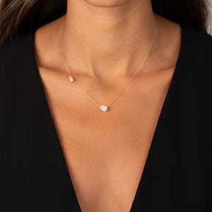 Lab Grown Diamond Embedded Double Pear Chain Necklace 14K - Adina Eden's Jewels