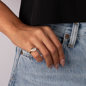 Lab Grown Diamond Marquise Swirled Pinky Ring 14K - Adina Eden's Jewels