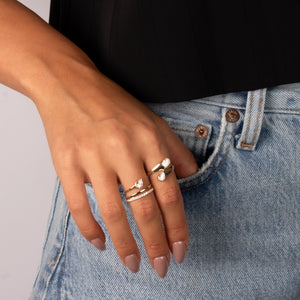 Lab Grown Diamond Double Pear Criss Cross Ring 14K - Adina Eden's Jewels