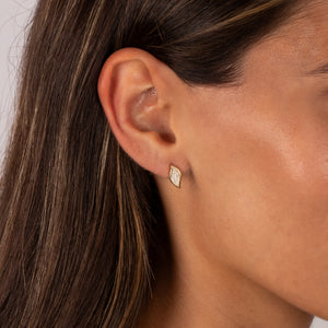 Diamond Pave Curved Marquise Stud Earring 14K - Adina Eden's Jewels