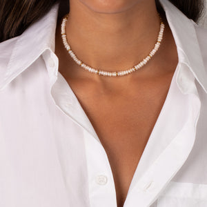 Gold Bead Freshwater Pearl Necklace - Adina Eden's Jewels