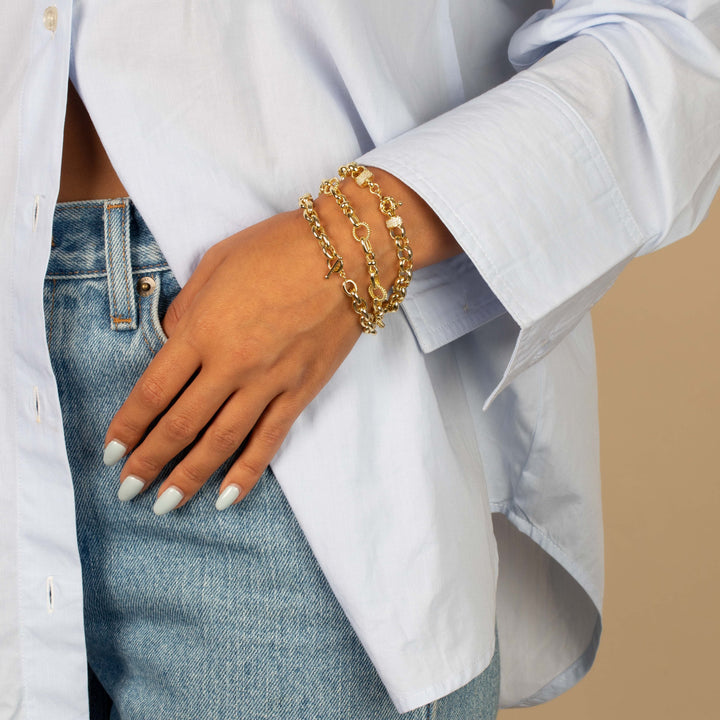 Chunky Chain Link Toggle Bracelet – Adina Eden - Main Image