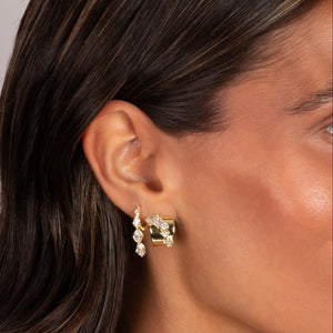 CZ Cluster Super Wide Huggie Earring - Adina Eden's Jewels
