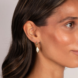 Pave Curved Marquise Drop Huggie Earring - Adina Eden's Jewels