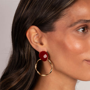 Colored Teardrop Twist Hoop Stud Earrings - Adina Eden's Jewels