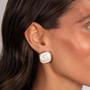 White Marble Stud Earring - Adina Eden's Jewels