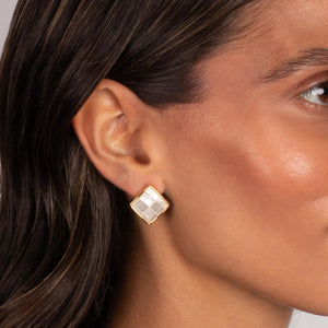 Mother of Pearl Square Stud Earring - Adina Eden's Jewels
