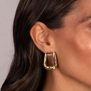 Solid Open Curved Rectangular Stud Earring - Adina Eden's Jewels