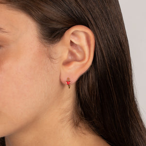 Kids Red Heart Huggie Earring 14K - Adina Eden's Jewels