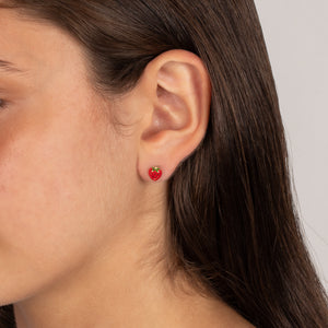 Kids Glossy Strawberry Stud Earrings 14K - Adina Eden's Jewels