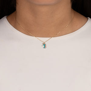 Kids Blue Unicorn Necklace 14K - Adina Eden's Jewels