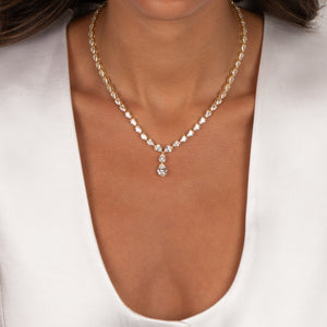 CZ Drop Pear Fancy Tennis Necklace - Adina Eden's Jewels
