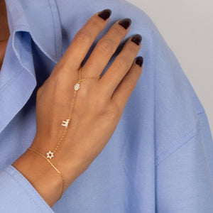 Pave Jewish Charms Hand Chain Bracelet - Adina Eden's Jewels