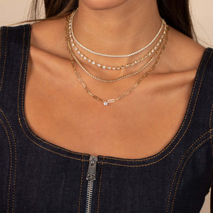  CZ Half Tennis Link Necklace - Adina Eden's Jewels