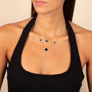  Pave Outlined Colored Stone Clover Necklace - Adina Eden's Jewels