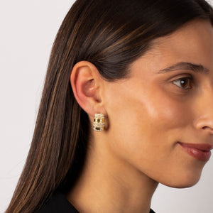 Pave Accented Wide Mini Hoop Earring - Adina Eden's Jewels