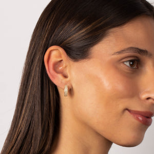 Triple Row Pave Huggie Earring - Adina Eden's Jewels