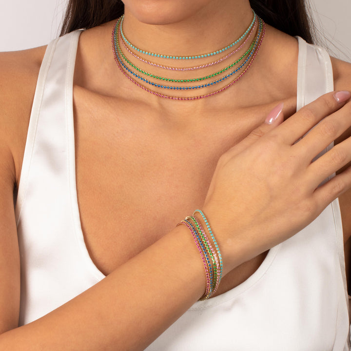 Colored CZ All Around Tennis Choker – Adina Eden