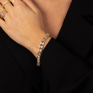 CZ Princess Cut Bezel Tennis Bracelet - Adina Eden's Jewels