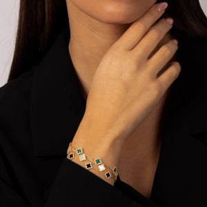 Mini Multi Pave Outlined Colored Clover Bracelet - Adina Eden's Jewels