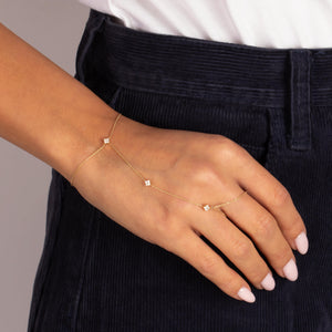 Diamond Multi Flower Cluster Hand Chain 14K - Adina Eden's Jewels