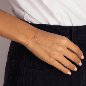 Lab Grown Diamond Pear Bezel Chain Bracelet 14K - Adina Eden's Jewels