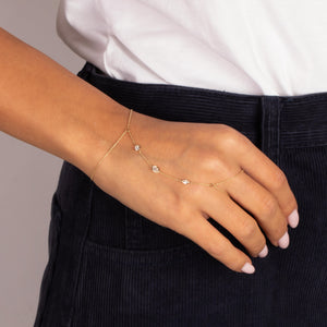 Lab Grown Diamond Multi-Shape Bezel Hand Chain 14K - Adina Eden's Jewels