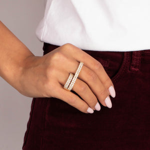 Lab Grown Diamond Double Finger Ring 14K - Adina Eden's Jewels